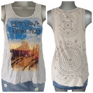 Wrangler Coastal Cowgirl Tank Top Let Love Find You Boho Western Rodeo Sz Small